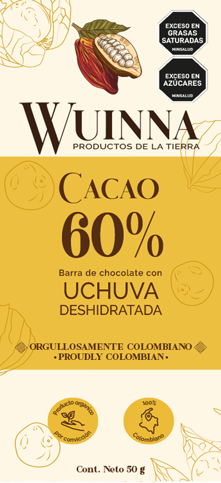 Chocolatina Wuinna - 60% con uchuva deshidrata