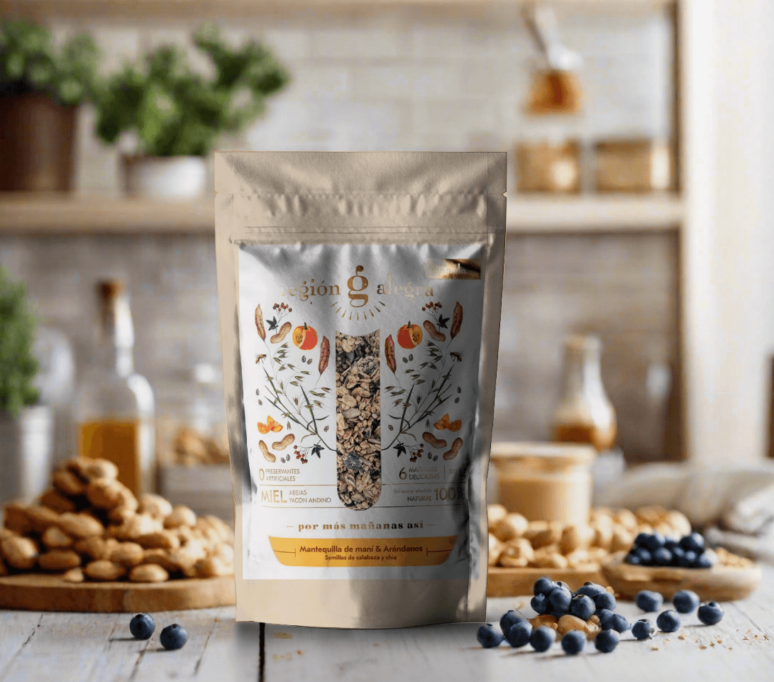 Granola de Mantequilla de maní &  Arándonos - Región Alegra 320 Gr.
