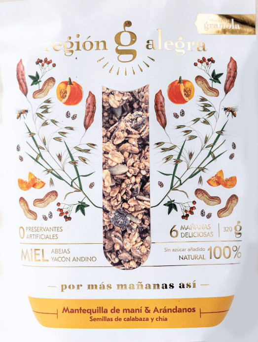 Granola de Mantequilla de maní &  Arándonos - Región Alegra 320 Gr.
